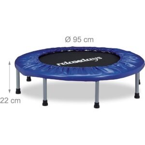 Trambulină fitness pliabilă Jagger Relaxdays 95 cm, interior, max. 100 kg, albastru/negru