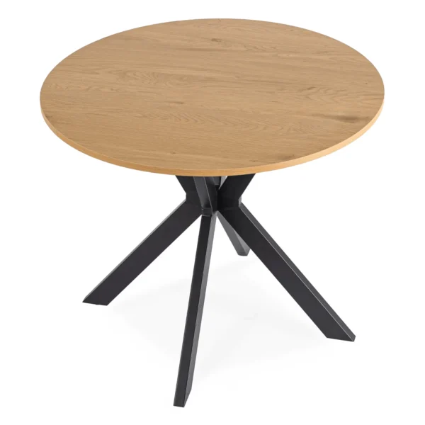 Set LAUREN 90 cm stejar aur/negru și 4 scaune ROBIN negru — MOBILA