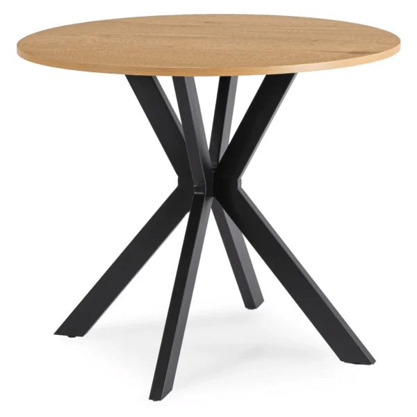 Set LAUREN 90 cm stejar aur/negru și 4 scaune ROBIN negru — MOBILA