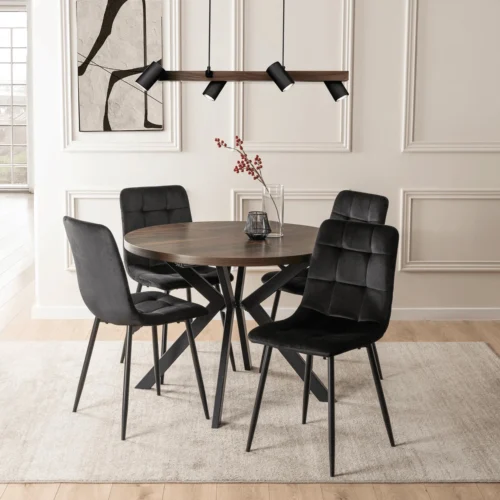 set-lukas-100-250-cm-masa-nuc-negru-si-4-scaune-peru-negru-1 Set LUKAS 100-250 cm Masă nuc/negru și 4 scaune PERU Negru — MOBILA