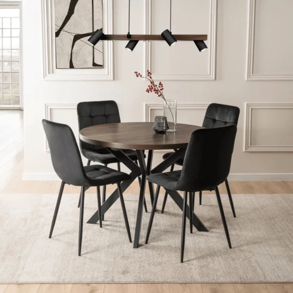 set-lukas-100-250-cm-masa-nuc-negru-si-4-scaune-peru-negru-2 Set LUKAS 100-250 cm Masă nuc/negru și 4 scaune PERU Negru — MOBILA