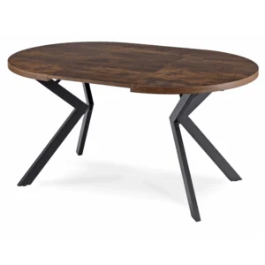 Set LUKAS masă 100-250 cm stejar rustic/negru și 4 scaune RICK maro — MOBILA