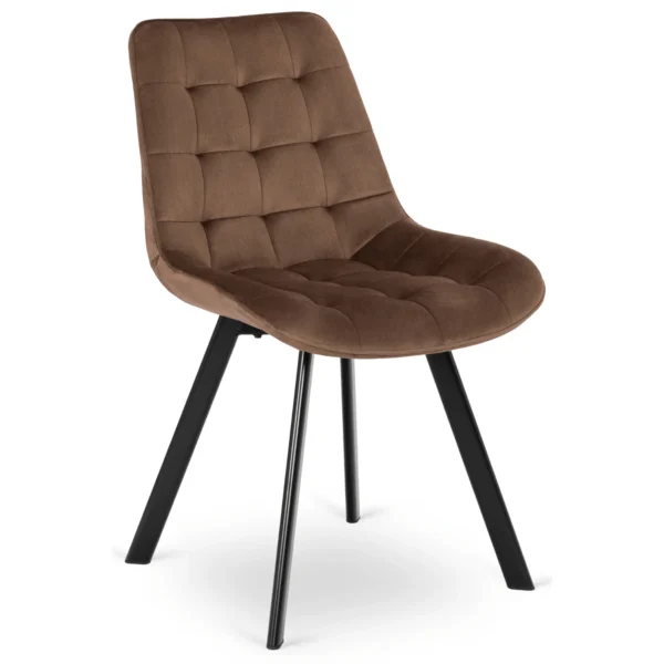 Set LUKAS masă 100-250 cm stejar rustic/negru și 4 scaune RICK maro — MOBILA