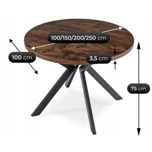Set LUKAS masă 100-250 cm stejar rustic/negru și 4 scaune RICK maro — MOBILA
