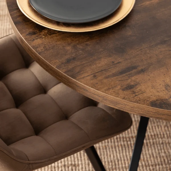 Set LUKAS masă 100-250 cm stejar rustic/negru și 4 scaune RICK maro — MOBILA