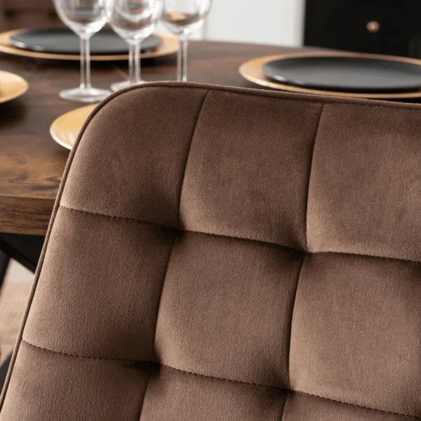 Set LUKAS masă 100-250 cm stejar rustic/negru și 4 scaune RICK maro — MOBILA