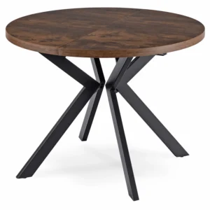 Set LUKAS masă 100-250 cm stejar rustic/negru și 4 scaune RICK maro — MOBILA