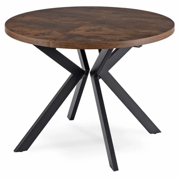 Set LUKAS masă 100-250 cm stejar rustic/negru și 4 scaune RICK maro — MOBILA