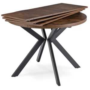 Set LUKAS masă 100-250 cm stejar rustic/negru și 4 scaune RICK maro — MOBILA
