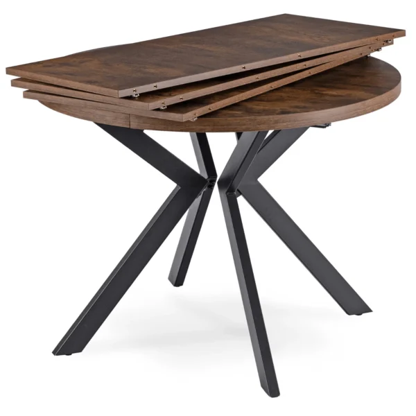 Set LUKAS masă 100-250 cm stejar rustic/negru și 4 scaune RICK maro — MOBILA