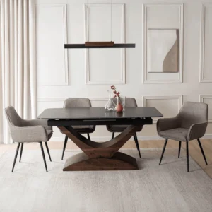set-masa-alicante-160-200-cm-negru-oras-si-4-scaune-edrick-maro-1 Set masă ALICANTE 160-200 cm negru/oraș și 4 scaune EDRICK maro