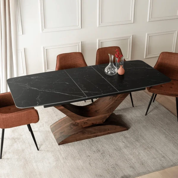 set-masa-alicante-160-200-cm-negru-oras-si-4-scaune-edrick-rosu-4 Set masă ALICANTE 160-200 cm negru/oraș și 4 scaune EDRICK roșu — MOBILA
