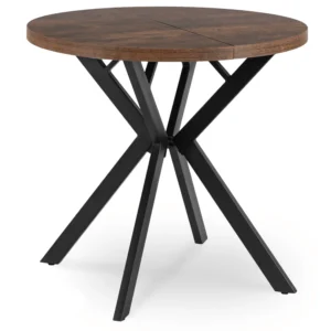 Set masă DORIAN 80-160 cm stejar rustic/negru și 4 scaune LUCKY gri — MOBILA