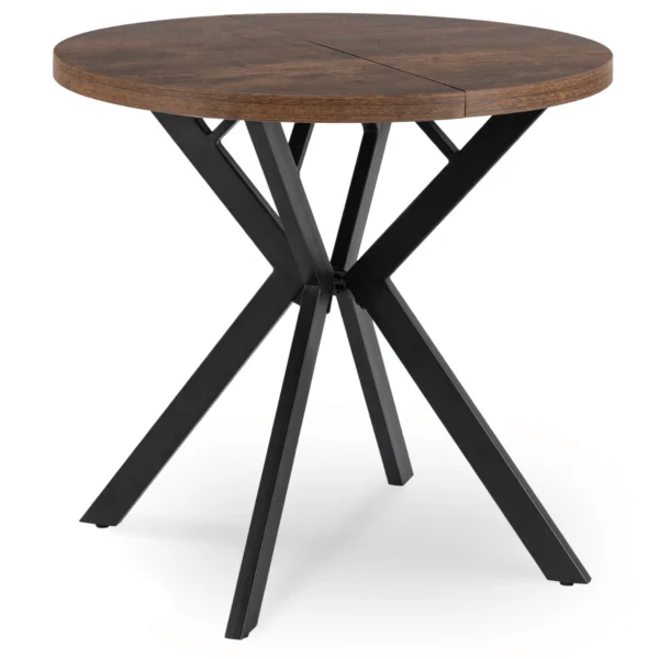 Set masă DORIAN 80-160 cm stejar rustic/negru și 4 scaune LUCKY gri — MOBILA