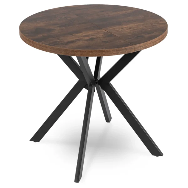 Set masă DORIAN 80-160 cm stejar rustic/negru și 4 scaune LUCKY gri — MOBILA