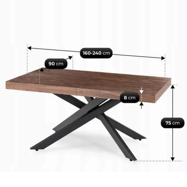 set-masa-hampton-160-240-cm-nuc-negru-si-4-scaune-akita-crem-13 Set masă HAMPTON 160-240 cm nuc/negru și 4 scaune AKITA crem — MOBILA