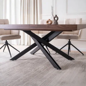 set-masa-hampton-160-240-cm-nuc-negru-si-4-scaune-akita-crem-4 Set masă HAMPTON 160-240 cm nuc/negru și 4 scaune AKITA crem — MOBILA
