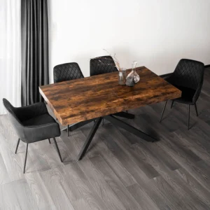 set-masa-hampton-160-240-cm-stejar-rustic-negru-si-4-scaune-bresso-negre-2 Set masă HAMPTON 160-240 cm stejar rustic/negru și 4 scaune BRESSO negre — MOBILA
