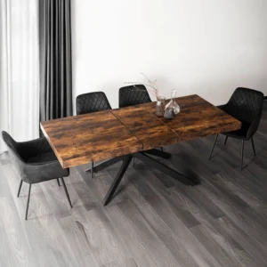 set-masa-hampton-160-240-cm-stejar-rustic-negru-si-4-scaune-bresso-negre-3 Set masă HAMPTON 160-240 cm stejar rustic/negru și 4 scaune BRESSO negre — MOBILA