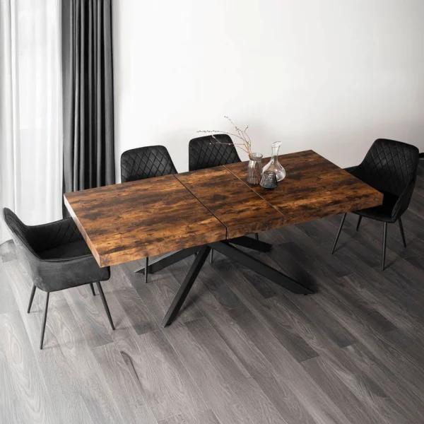 set-masa-hampton-160-240-cm-stejar-rustic-negru-si-4-scaune-bresso-negre-3 Set masă HAMPTON 160-240 cm stejar rustic/negru și 4 scaune BRESSO negre — MOBILA