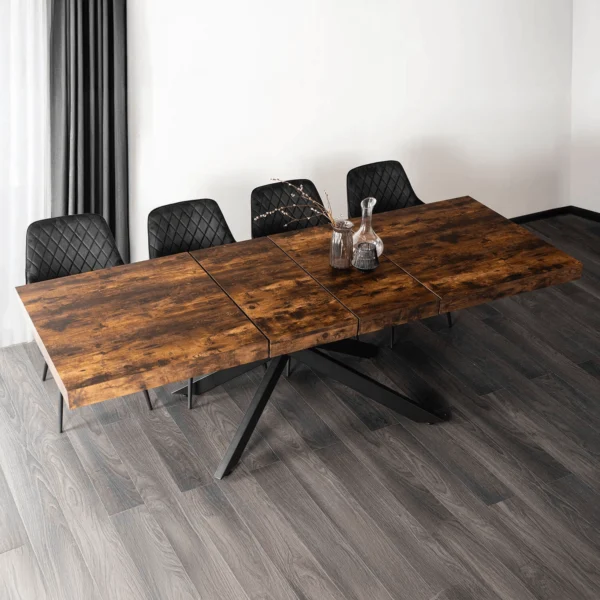 set-masa-hampton-160-240-cm-stejar-rustic-negru-si-4-scaune-bresso-negre-4 Set masă HAMPTON 160-240 cm stejar rustic/negru și 4 scaune BRESSO negre — MOBILA