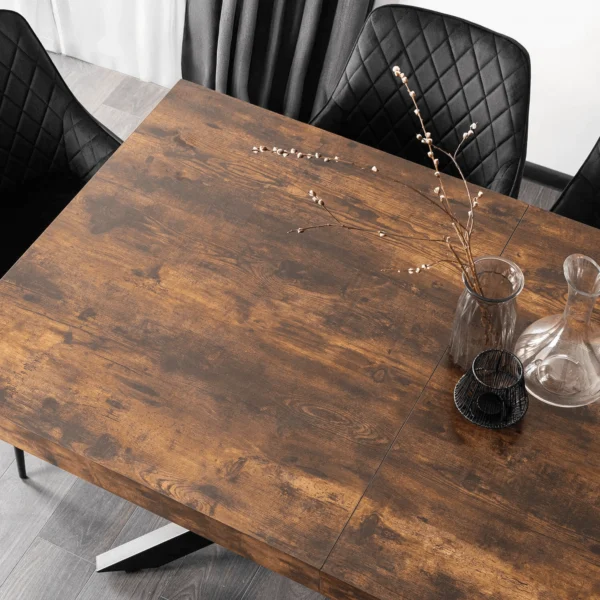 set-masa-hampton-160-240-cm-stejar-rustic-negru-si-4-scaune-bresso-negre-5 Set masă HAMPTON 160-240 cm stejar rustic/negru și 4 scaune BRESSO negre — MOBILA