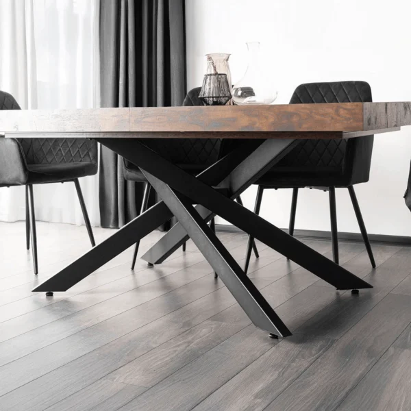 set-masa-hampton-160-240-cm-stejar-rustic-negru-si-4-scaune-bresso-negre-6 Set masă HAMPTON 160-240 cm stejar rustic/negru și 4 scaune BRESSO negre — MOBILA