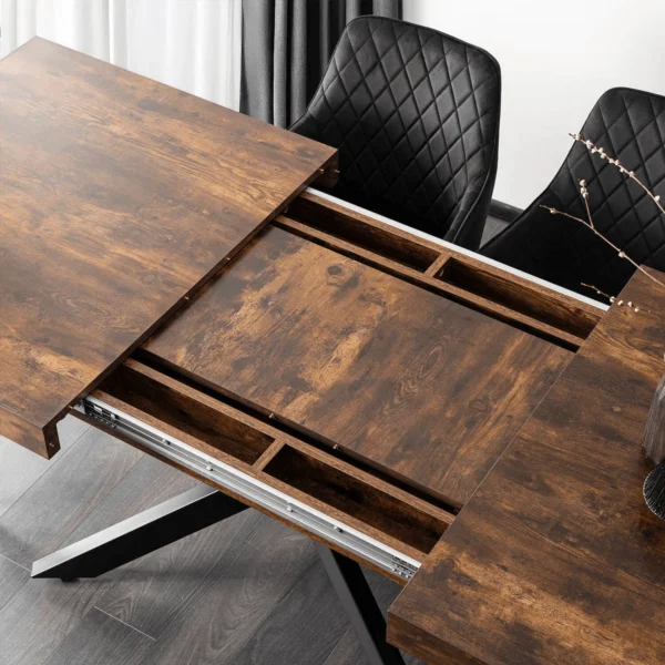 set-masa-hampton-160-240-cm-stejar-rustic-negru-si-4-scaune-bresso-negre-7 Set masă HAMPTON 160-240 cm stejar rustic/negru și 4 scaune BRESSO negre — MOBILA