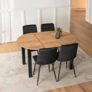 set-masa-harry-102-142-cm-craft-oak-negru-si-4-scaune-peru-negru-2 Set masă HARRY 102-142 cm Craft Oak/Negru și 4 scaune PERU Negru — MOBILA