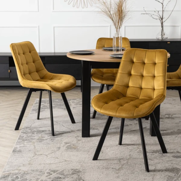 set-masa-harry-102-142-cm-craft-stejar-negru-si-4-scaune-rick-mustar-4 Set masă HARRY 102-142 cm Craft stejar/negru și 4 scaune RICK muștar — MOBILA