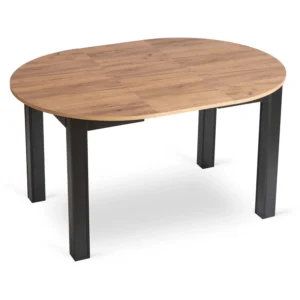 Set masă HARRY 102-142 cm Craft stejar/negru și 6 scaune CHRIS gri — MOBILA