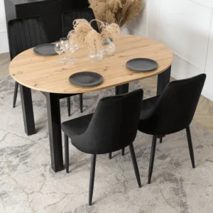 set-masa-harry-102-142-cm-stejar-artizanal-negru-si-4-scaune-bari-negre-4 Set masă HARRY 102-142 cm stejar artizanal/negru și 4 scaune BARI negre — MOBILA