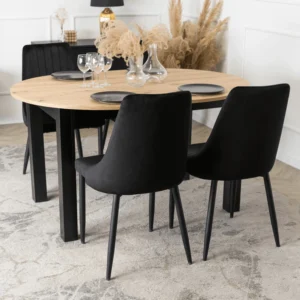 set-masa-harry-102-142-cm-stejar-artizanal-negru-si-4-scaune-bari-negre-5 Set masă HARRY 102-142 cm stejar artizanal/negru și 4 scaune BARI negre — MOBILA