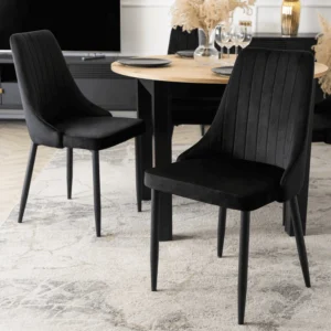 set-masa-harry-102-142-cm-stejar-artizanal-negru-si-4-scaune-bari-negre-6 Set masă HARRY 102-142 cm stejar artizanal/negru și 4 scaune BARI negre — MOBILA