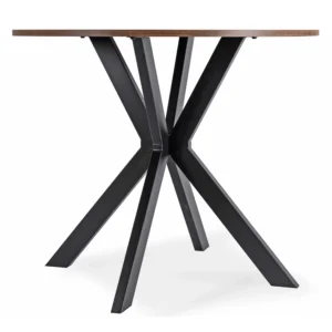 Set masă LAUREN 90 cm stejar rustic/negru și 4 scaune PERU maro — MOBILA