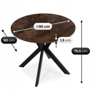Set masă LAUREN 90 cm stejar rustic/negru și 4 scaune ROBIN negru — MOBILA