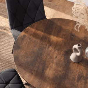 Set masă LAUREN 90 cm stejar rustic/negru și 4 scaune ROBIN negru — MOBILA