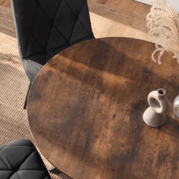 Set masă LAUREN 90 cm stejar rustic/negru și 4 scaune ROBIN negru — MOBILA