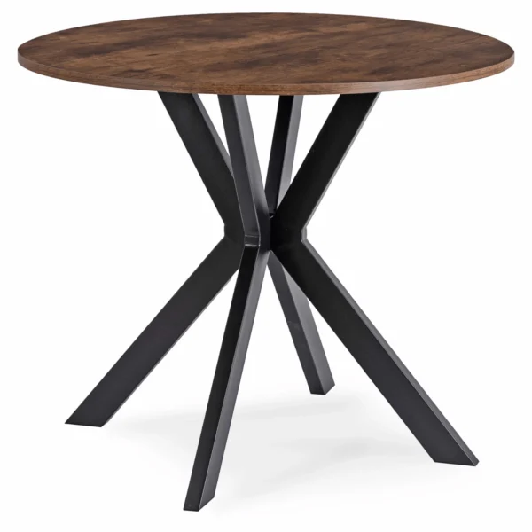 Set masă LAUREN 90 cm stejar rustic/negru și 4 scaune ROBIN negru — MOBILA