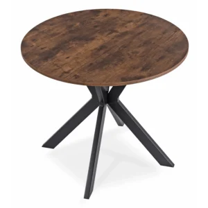 Set masă LAUREN 90 cm stejar rustic/negru și 4 scaune ROBIN negru — MOBILA