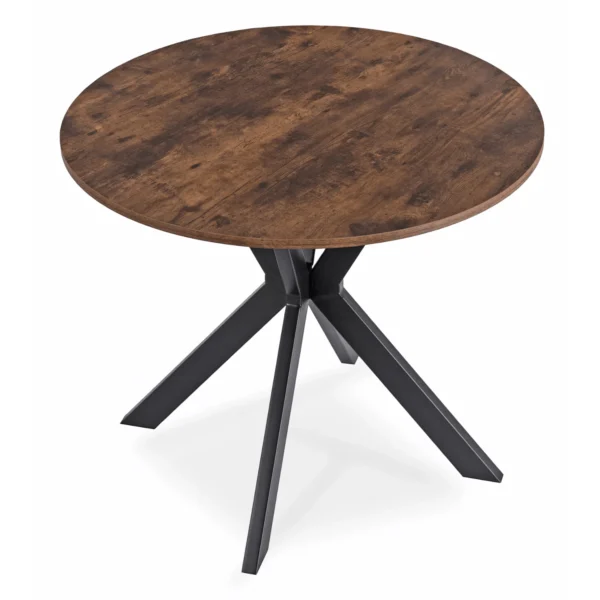 Set masă LAUREN 90 cm stejar rustic/negru și 4 scaune ROBIN negru — MOBILA