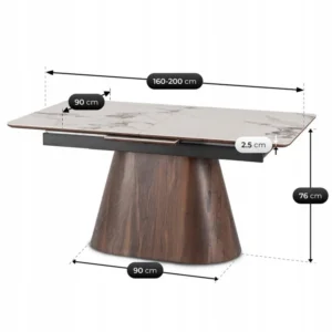 Set masă LIZBONA 160-200 cm marmură albă/oraș și 4 scaune GRENADA crem — MOBILA