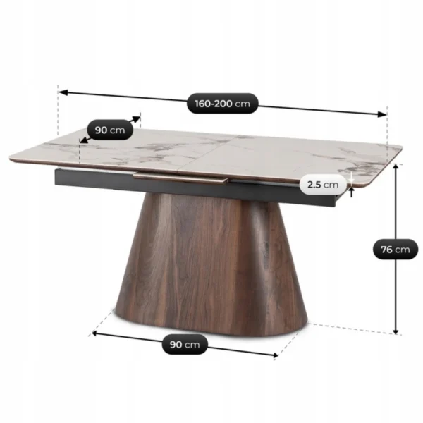 Set masă LIZBONA 160-200 cm marmură albă/oraș și 4 scaune GRENADA crem — MOBILA