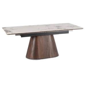 Set masă LIZBONA 160-200 cm marmură albă/oraș și 4 scaune GRENADA crem — MOBILA