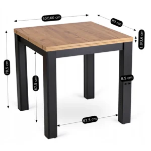 set-max-80-160-cm-stejar-craft-negru-masa-si-4-peru-scaune-negru-13 Set MAX 80-160 cm Stejar Craft/Negru masă și 4 PERU Scaune Negru — MOBILA
