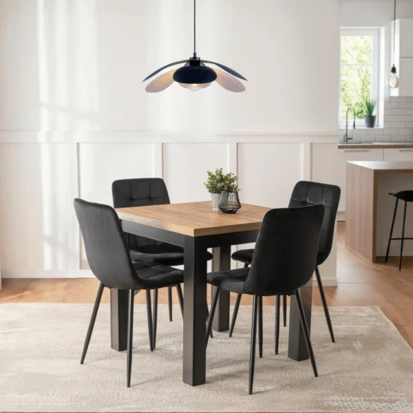 set-max-80-160-cm-stejar-craft-negru-masa-si-4-peru-scaune-negru-2 Set MAX 80-160 cm Stejar Craft/Negru masă și 4 PERU Scaune Negru — MOBILA