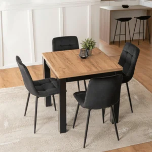 set-max-80-160-cm-stejar-craft-negru-masa-si-4-peru-scaune-negru-3 Set MAX 80-160 cm Stejar Craft/Negru masă și 4 PERU Scaune Negru — MOBILA