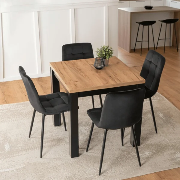 set-max-80-160-cm-stejar-craft-negru-masa-si-4-peru-scaune-negru-3 Set MAX 80-160 cm Stejar Craft/Negru masă și 4 PERU Scaune Negru — MOBILA