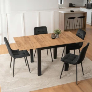 set-max-80-160-cm-stejar-craft-negru-masa-si-4-peru-scaune-negru-4 Set MAX 80-160 cm Stejar Craft/Negru masă și 4 PERU Scaune Negru — MOBILA