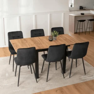 set-max-80-160-cm-stejar-craft-negru-masa-si-6-scaune-peru-negru-2 Set MAX 80-160 cm stejar Craft/negru masă și 6 scaune PERU negru — MOBILA